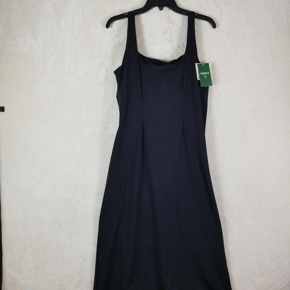 HALARA Black Square-Neck Midi Dress with Side Slit. NWT - Picture 5 of 13